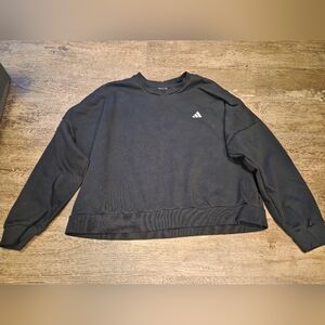 Adidas women's XL cropped sweatshirt black embroidered logo